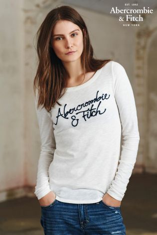 Cream Abercrombie & Fitch Long Sleeve Top